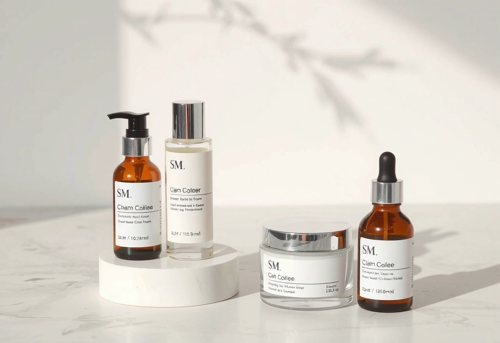 Natural skincare products with glowing skin